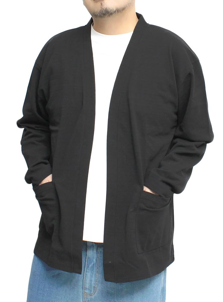One Colors Men's Plus Size Pique Buttonless Topper Cardigan, Size 3L, Black