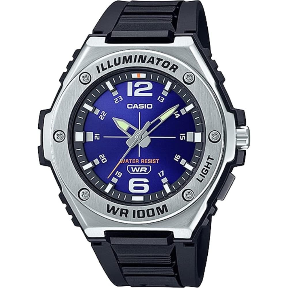 

Casio MWA-100H-2AV Analog Quartz Watch with LED Light Men s Navy Overseas Model