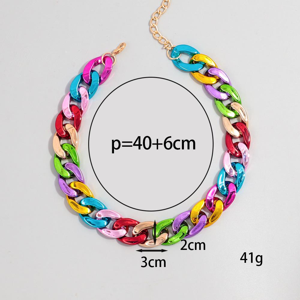 Fashion Hip Hop Metal Color Acrylic Chunky Necklace for Women Men Vintage Glossy Resin Cuban Link Chain Choker Y2K Jewelry Gifts