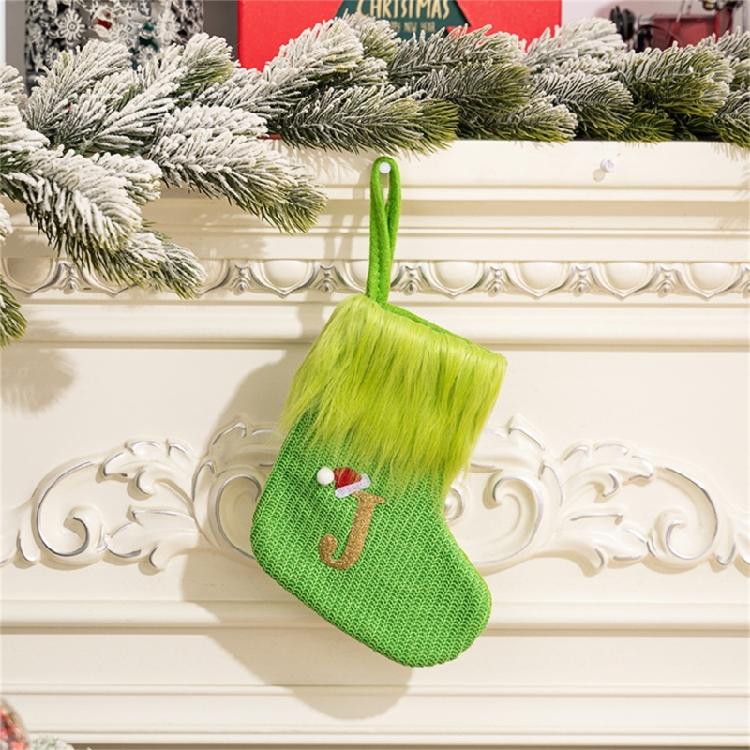 Stylish Embroidered Alphabets Christmas Stocking Knitted Festival Sock for Children Multicolors Holiday Stockings