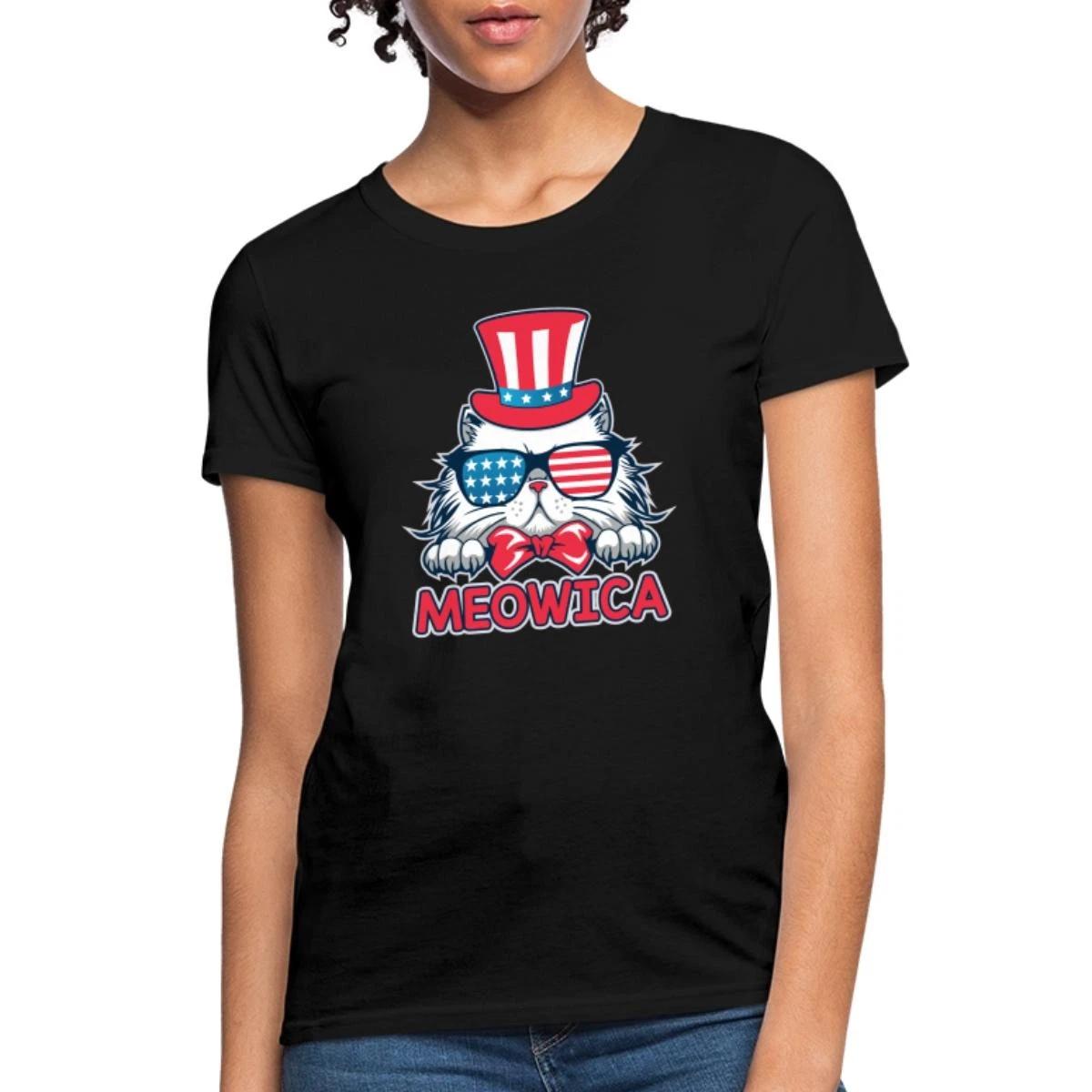 MEOWICA Happy USA Independence Day 4th Of July Women s T-Shirt XXL