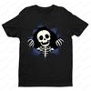 Lustiges Skelett durchbricht die Kleidung Kreatives Design T-Shirt Gothic Punk Stil Damen Herren Unisex Rundhals Kurzarm