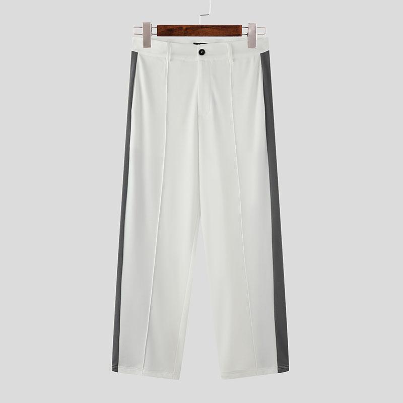 

INCERUN мужские повседневные прямые брюки с застежкой-молнией на талии, длинные брюки L серый