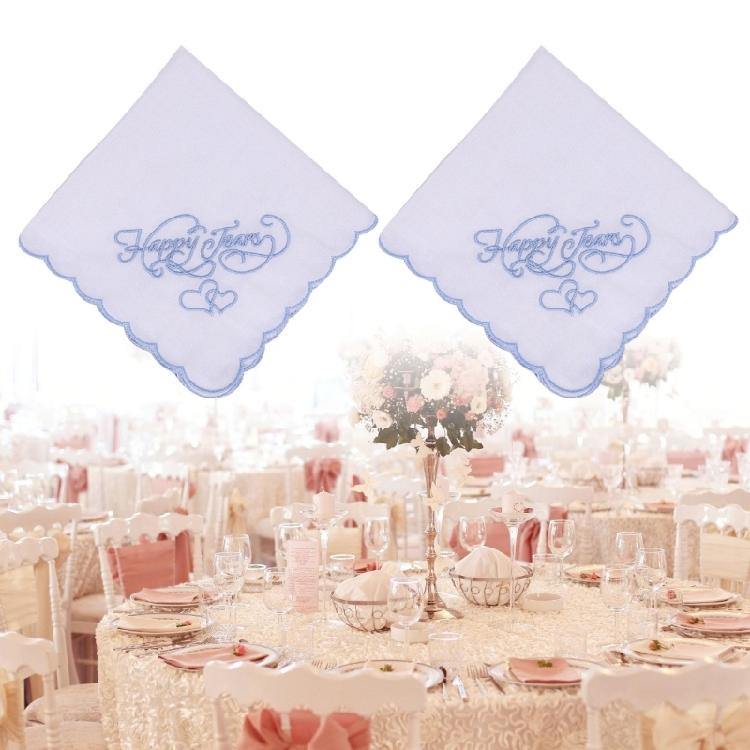 Embroidery Cotton Square Handkerchief Wedding Party Favor Decorative Kerchief for Bride Wedding Gifting Packing Use