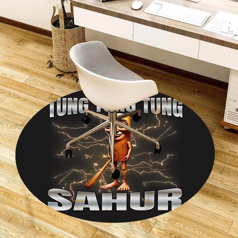 1pc Tung Tung Sahur Round carpet, Made of Polyester,Perfect for Decorating Office Chairs, Living Rooms,Vibrant Decorative Rug