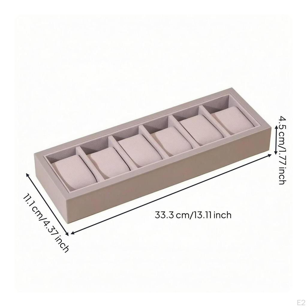 Watch Display Tray White Cushioned Inserts Organizer Gray Frame for Countertop, Tabletop
