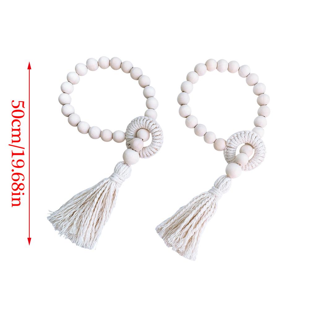 2Pcs Wood Beads Curtain Holdbacks with Tassels for Home and Office Decors Cotton Rope Window Drapery Tiebacks Ties