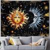 Racunbula Sun and Moon Tapestry Boho Black Golden Tapestries Aesthetic Vintage Moon Stars Cloud Wall Tapestry Spiritual Tapestri