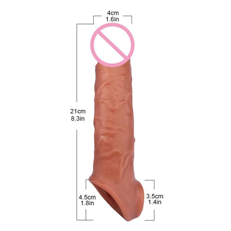 Soft Silicone Condom Enlargement Penis Sleeve Realistic Penis Extender Sex Toys for Men Sexual Tools Reusable Condom Cock Sleeve