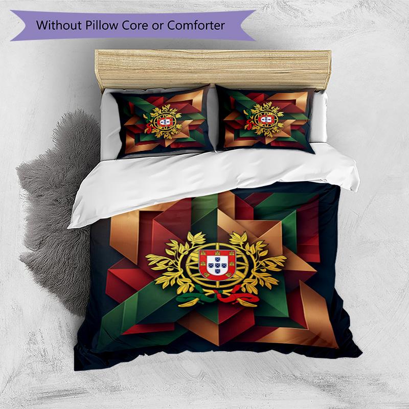 Set Biancheria da Letto Stampata Calcio Portogallo 3 Pezzi Set Copriletto Traspirante Accogliente come Regalo per la Casa Nuova o per le Feste