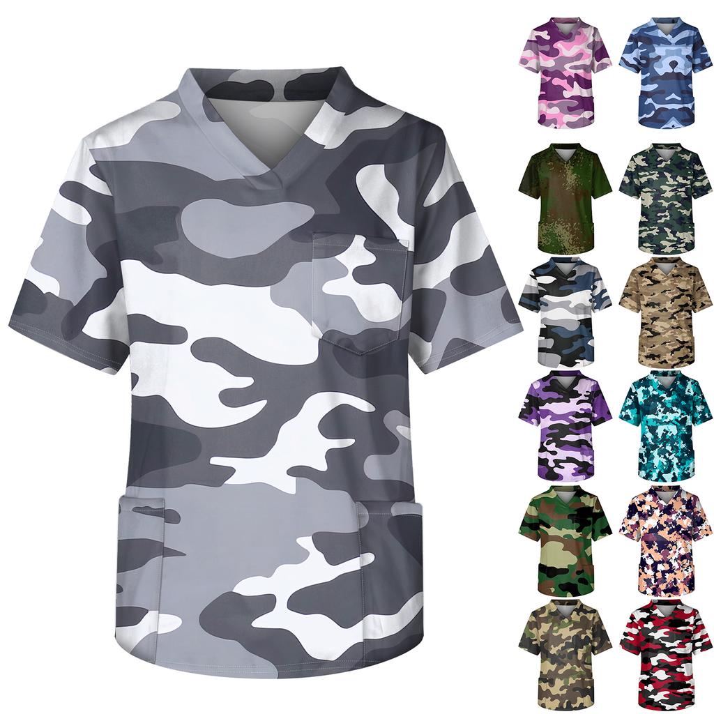 Pánská pracovní halenka s krátkým rukávem a výstřihem do V na hrudi