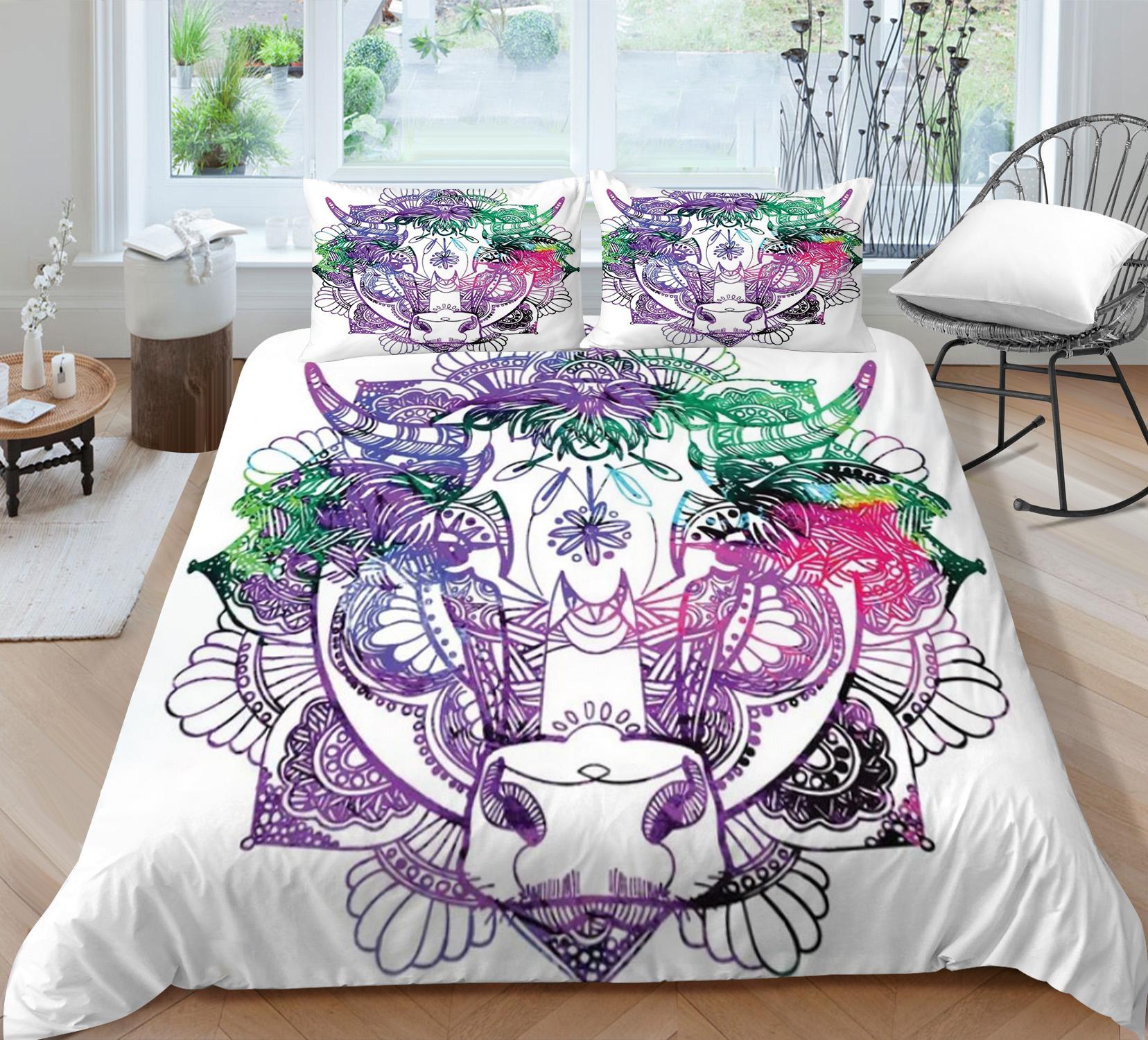 Главная Постельное белье 3D Bohemian Print Комплект постельного белья Наволочка Одеяло Пододеяльник Покрывало Постельное белье UK Single 135x200cm