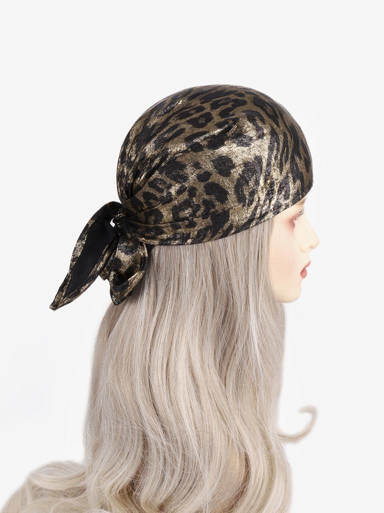 1pc Y2K Style Retro Spicy Leather Headscarf Hat Women Summer Square Scarf Hip-hop Kerchief Series Versatile Headband Hair Scarf