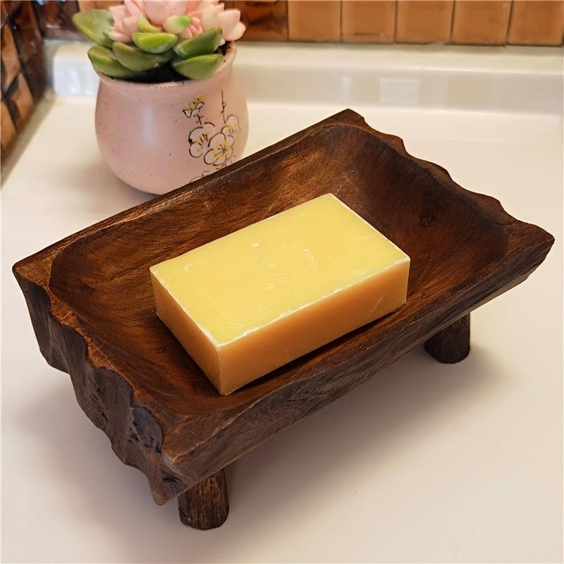 Деревянная мыльница Декоративная ручная мыльница для ванной комнаты Душа Кухни Стильный декор для ванной Мыльница. Light Grey