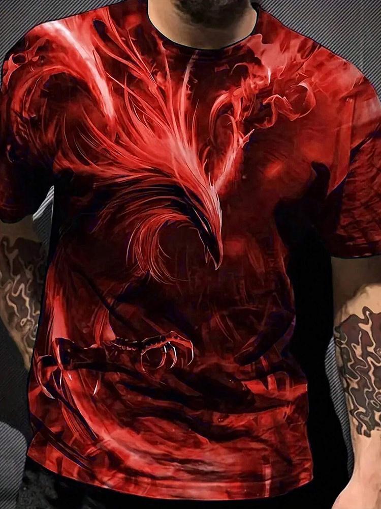 New Summer Daily Casual Men's Tops Street Fashion Dragon And Skull Printed Men's T-shirt Outdoor Sports Light Mens Tee