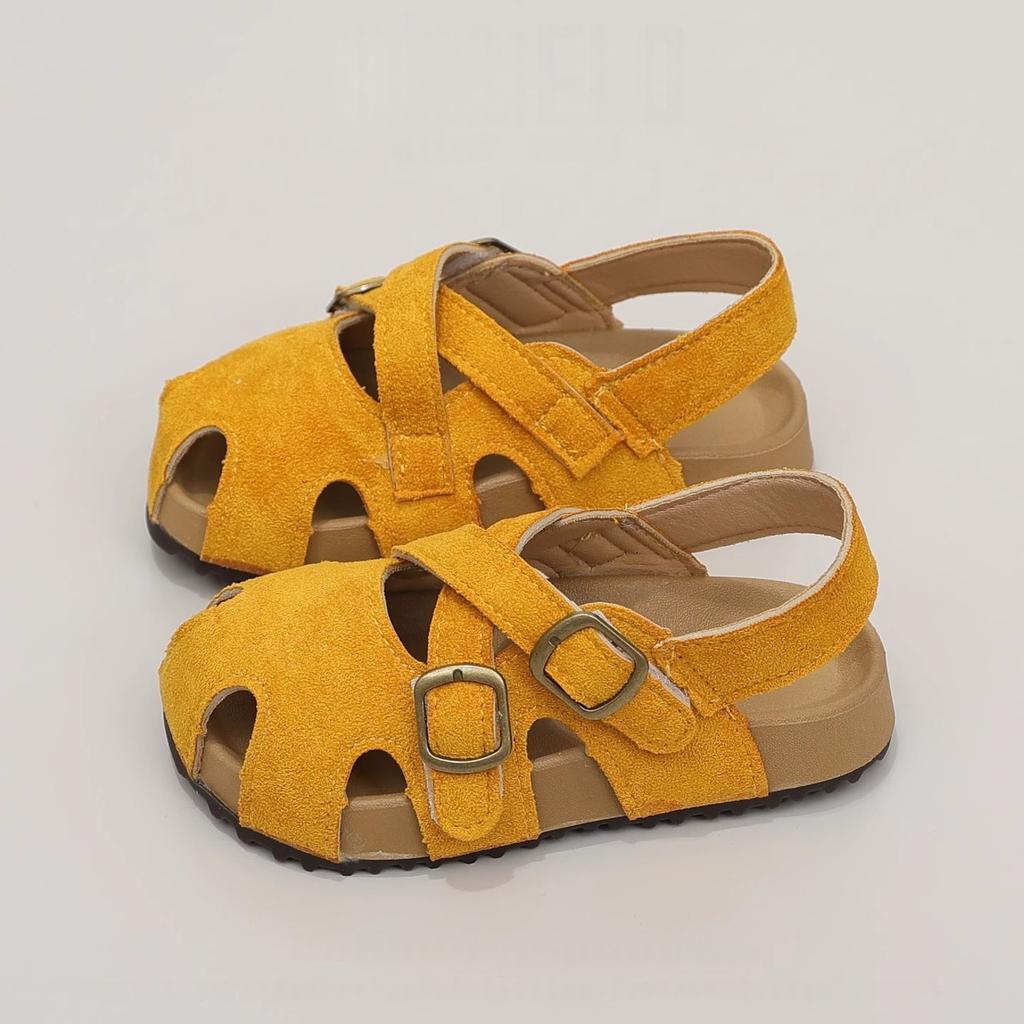 Girls sandals bag head hollow 2025 summer new children's shoes girls princess shoes soft sole baby boken shoes