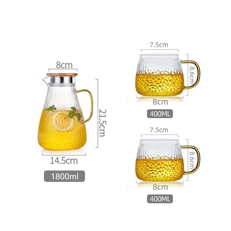 Water Jug Glass Water Pitcher Set Home Heat-Resistant Teapot Tea Cup Set Cold Kettle Water Jug With Handle for Boiling Drinkware