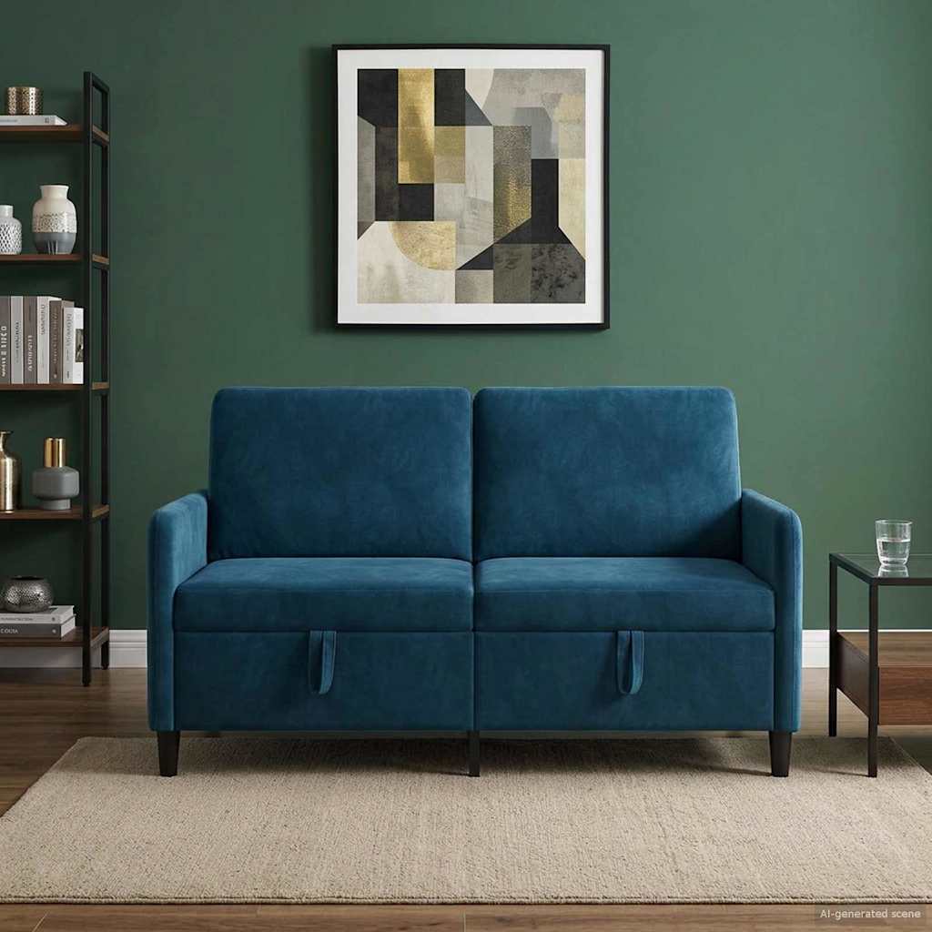 Blue Storage Sofa 152 x 78 x 87 cm Polyester