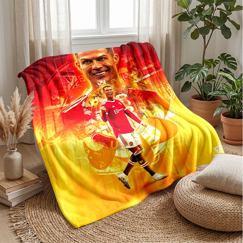 Cristiano Ronaldo Theme Blanket Soft Flannel Blanket Plush Throw Blanket Cozy Sofa Bed Blanket for Home Decor