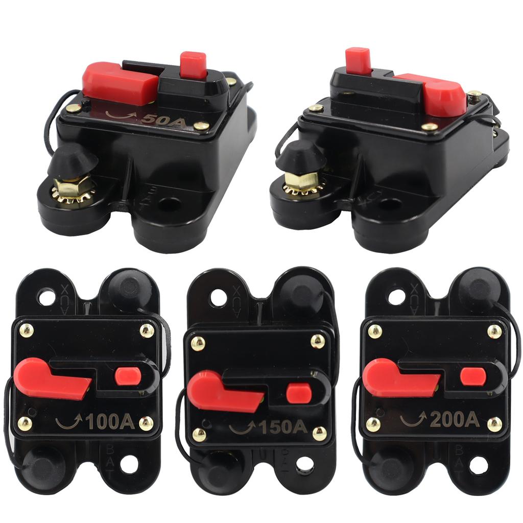 DC Circuit Breaker 50A 200A Reset 12V-24V Fuse Holder for Car Audio Amps Protection Solar System Inverter Replace Fuses Fuses4