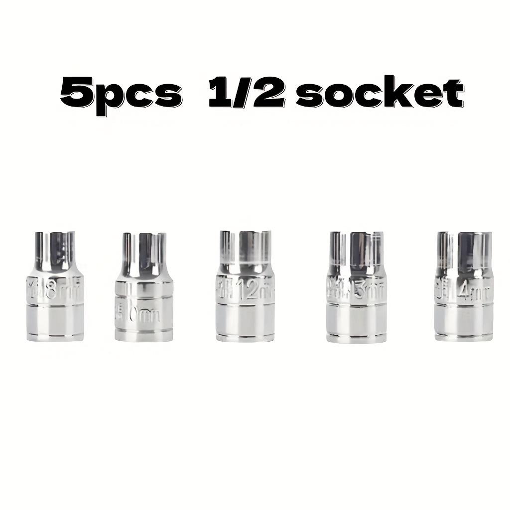 

10-Piece Chrome-Plated Hex Socket Set, 8-19mm, Mirror Finish, 1/2