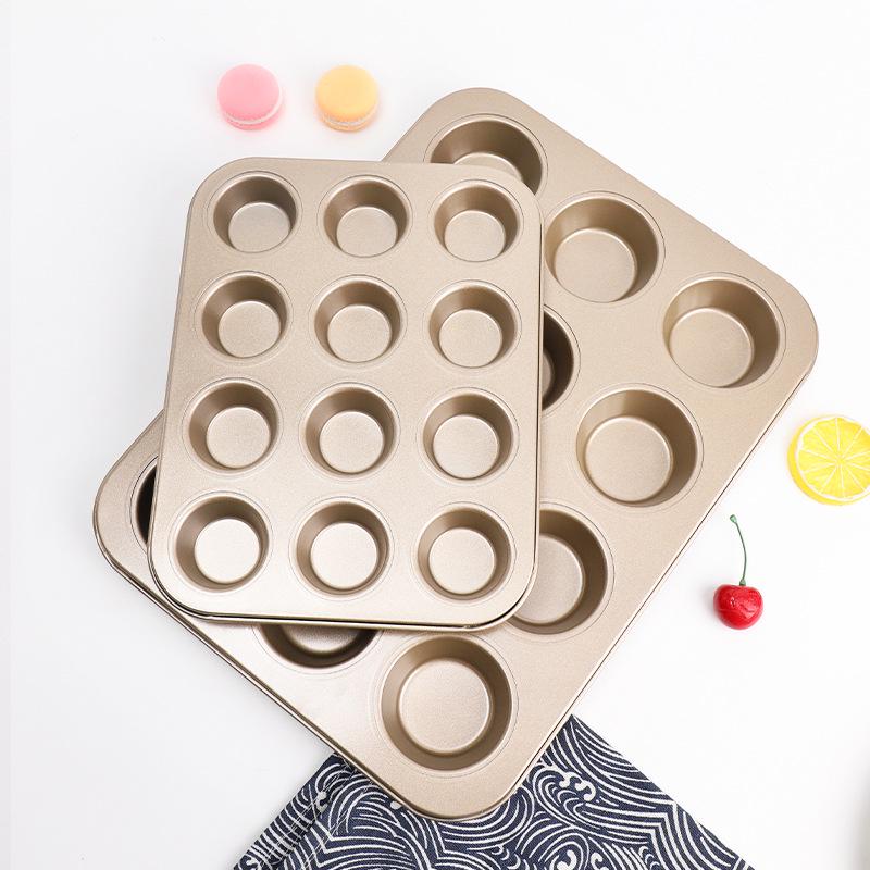 Non-Stick Muffin & Chiffon Cake Mold - High Temp Resistant, 6 & 12-Cavity for Crispy Muffins/Cupcakes.