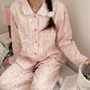 11 pajamas loungewear small lapel women's simple cotton double-layer yarn pajamas Melody breathable loungewear