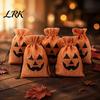 Rustic Party Favors 5Pcs Halloween Burlap Drawstring Bags, Candy Treat Pouch for Favor, Small Linen Gift Bags Goodie Trick or Reusable Packaging