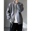 Men's Korean Style Double Zipper Knit Cardigan - Autumn/Winter Long Sleeve Casual Stand Collar Sweater