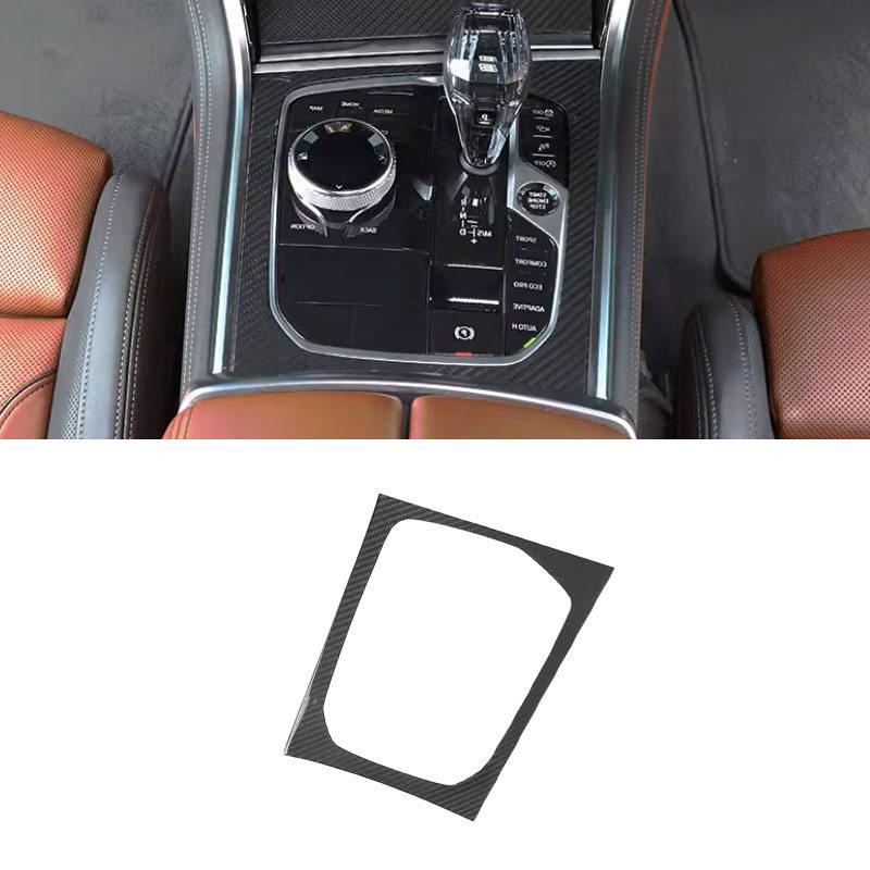 Soft Carbon Fiber Car Inner Center Console Gear Shift Panel Frame Trim Cover For BMW 8 Series M850i G15 G16