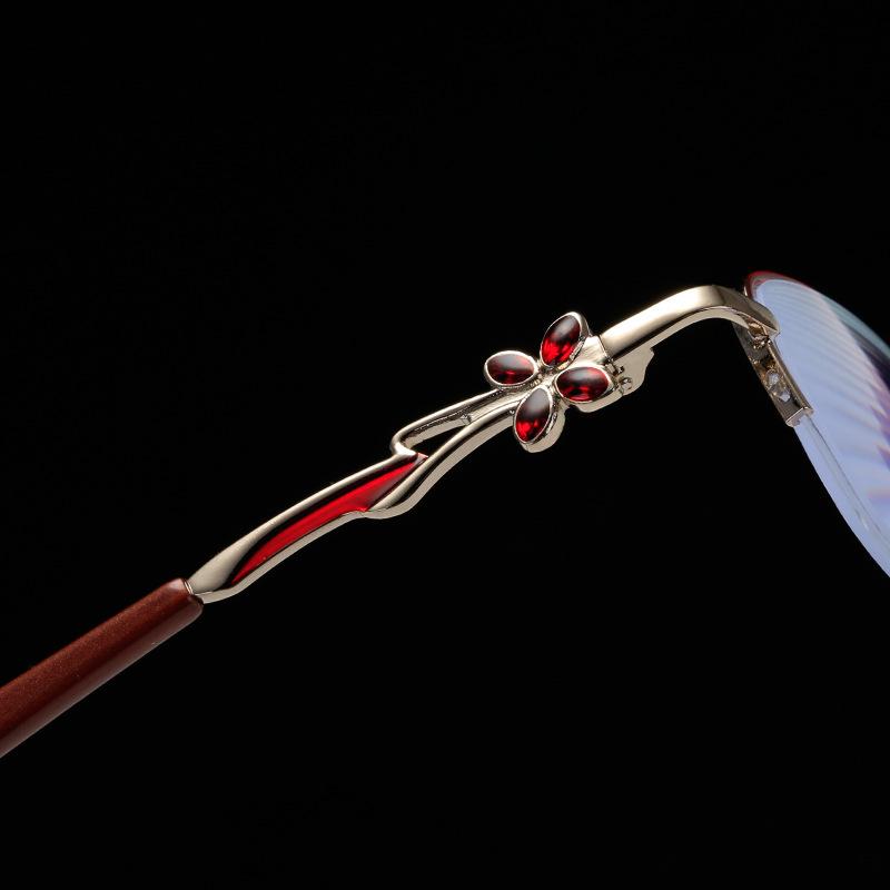 Fashion Half-Frame Hanging Silk Anti-Blue Reading Glasses Metal Women'S Four-Leaf Clover Reading Glasses Classic Old Man Mirror