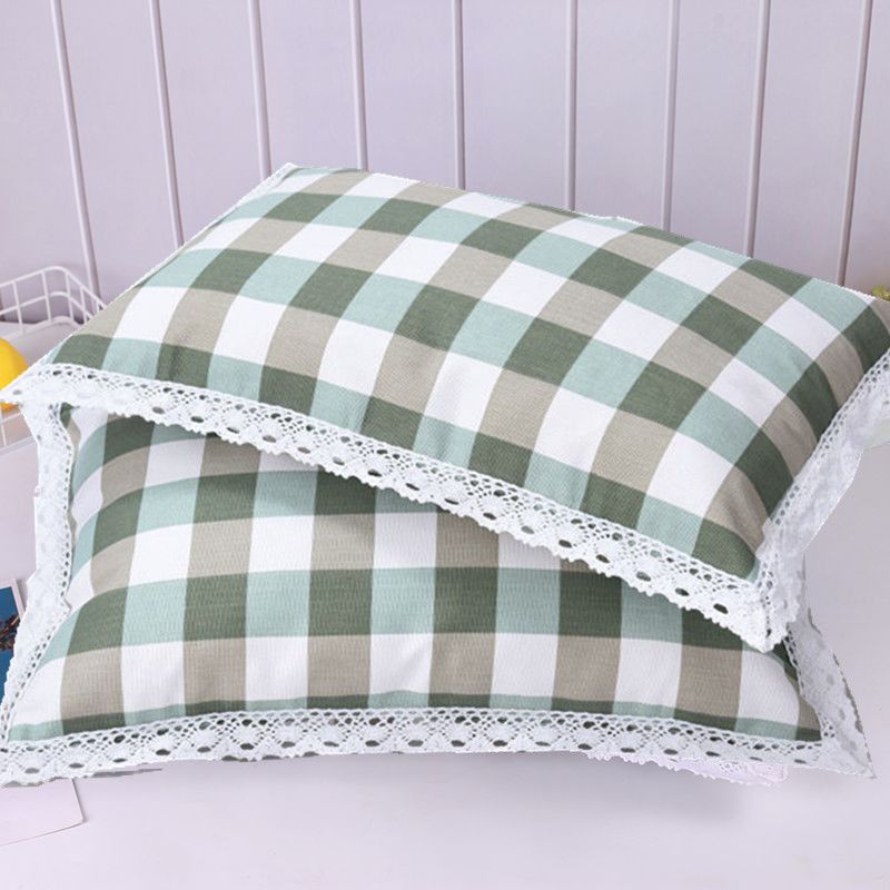 Thickened Pure Cotton Old Coarse Fabric Lace Pillowcase, A Pair of Student and Children's Dormitory Cotton Pillow Covers
