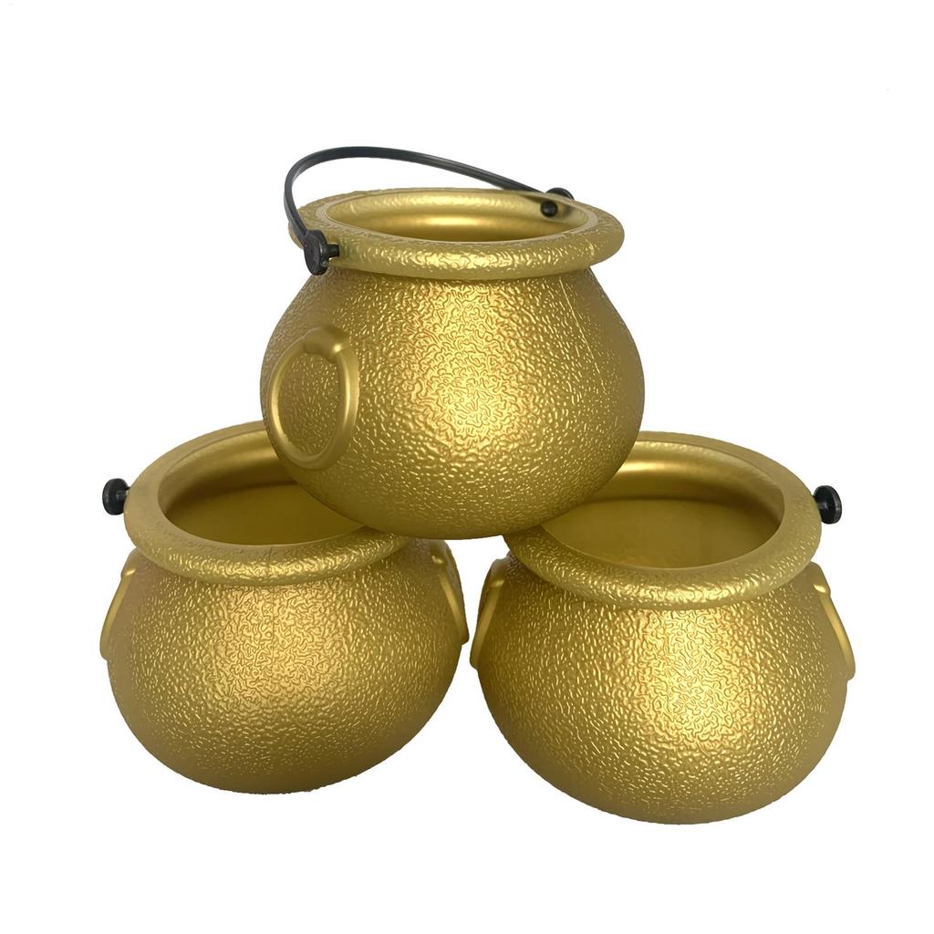 Halloween Candy Bowl Trick or Treat Candy Bucket Plastic Cauldron Bowls with Iron Rack Halloween Party Decor Candy Bucket
