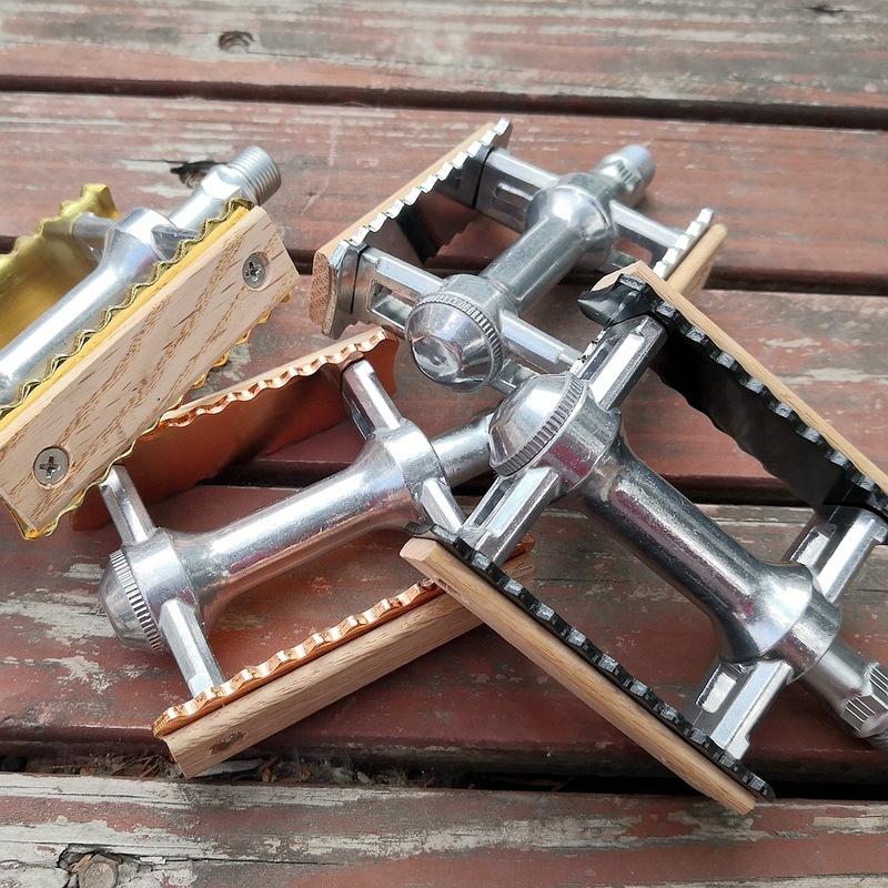 New Non-slip Pedal Ultralight Bike MTB Road Bike Pedal Cycling Classical Retro Wooden Styles Bicycle Pedals