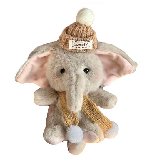 Плюшевая кукла Мультяшный слон Брелок-подвеска для сумки с длинным носом Мягкое подвесное украшение Животное Аксессуар для сумки A