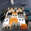 Cartoon Katze Bettbezug Set Cartoon Tierdruck Bettwäsche Set mit Kissenbezug Bettdeckenbezug für Schlafzimmerdeko