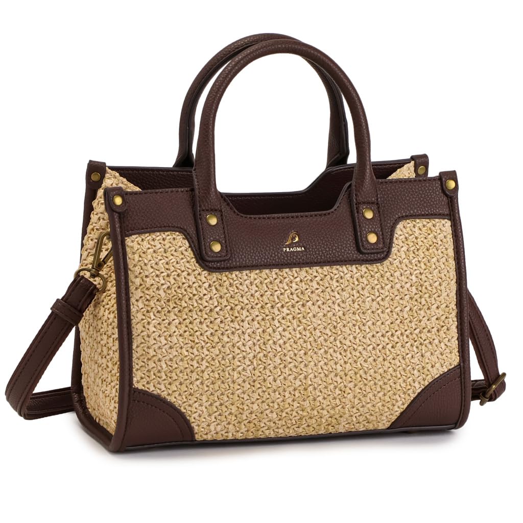Сумка-корзина Pragma, Сумка через плечо, Женская летняя сумка, Сумка-сетка, Сумка-тоут 2-в-1, Маленькая сумка через плечо... (Шоколад)