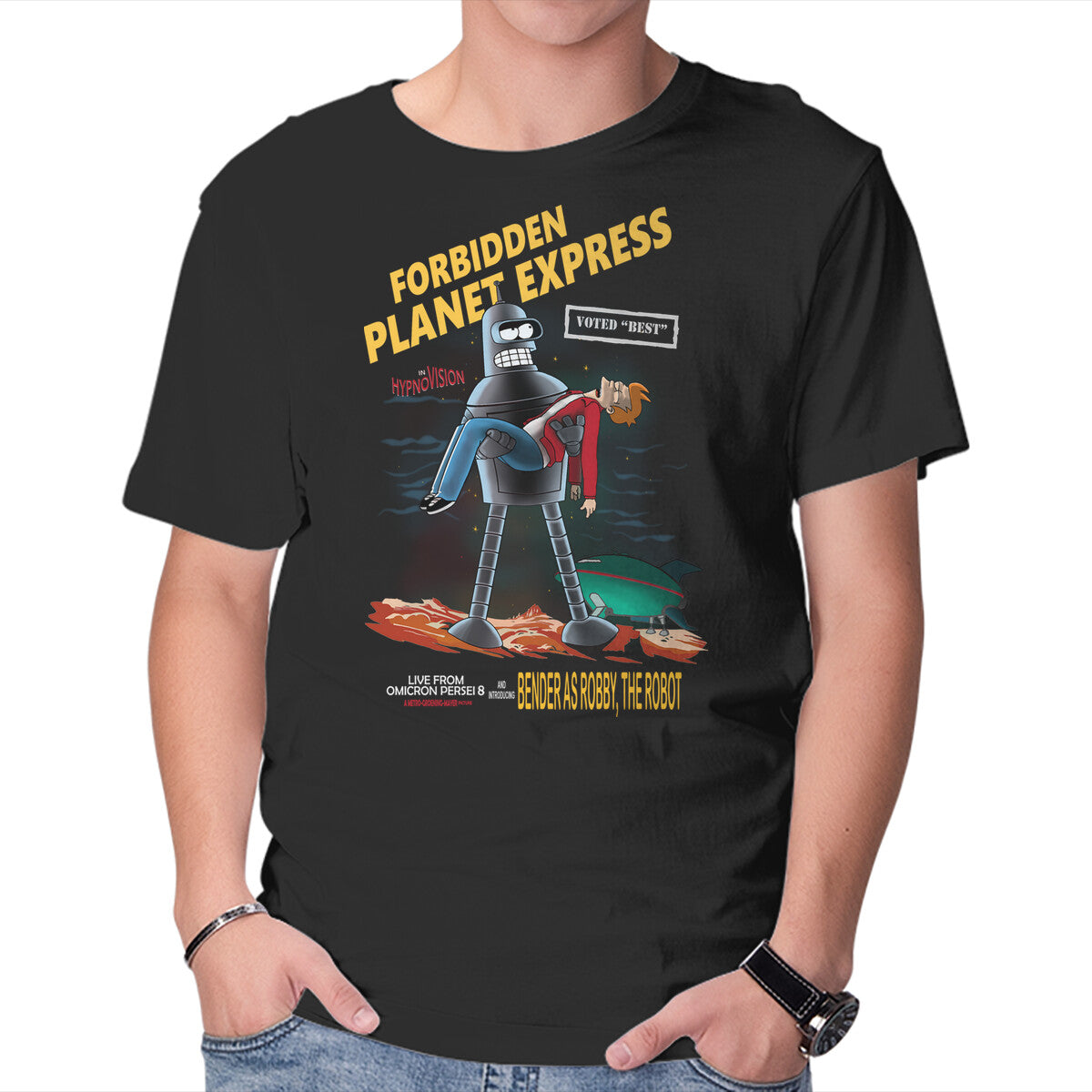 Unisex Crew Neck T-Shirt Forbidden Planet Express Graphic Short Sleeve Casual Tee S