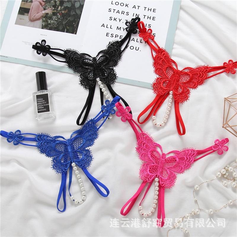 Erotic Underwear, Sexy Lace, Women's Erotic Underwear, Butterfly Section Open T-pants, Thong.