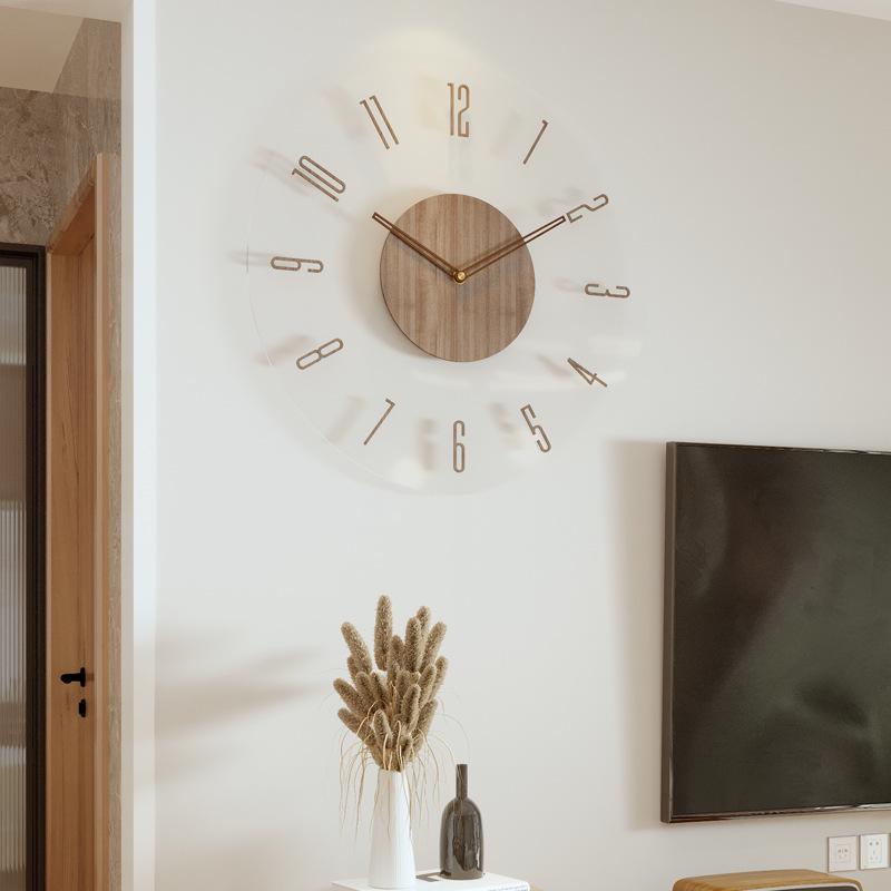 2022 Nordic Solid Wood Silent Quartz Wall Clock for Living Room