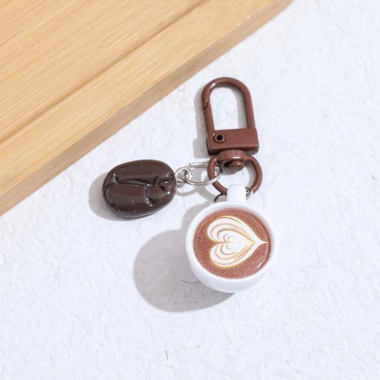 Coffee Cup Keychain Creative Keychain Pendant Mini Latte Art Coffee Cup Key Chain with Simulated Coffee Bean for Bags Keys