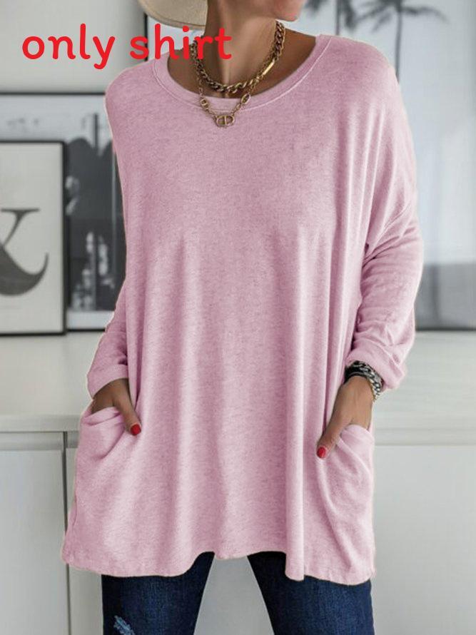 Tshirt For Women Long Sleeve Cotton Polyester Casual Streetwear For Autumn And Spring
