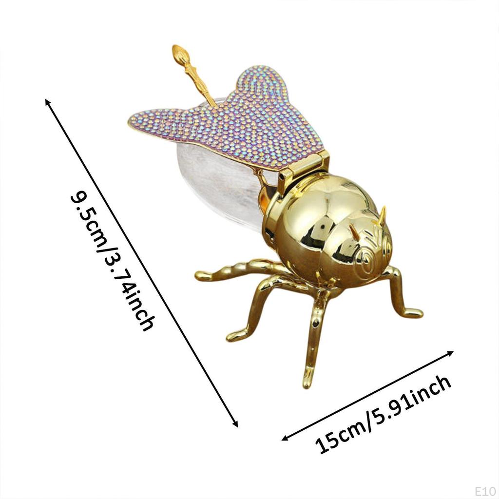 Bee Design Honey Jar with Spoon, Glass Dispenser for Syrup, Condiment Holder Dining Room