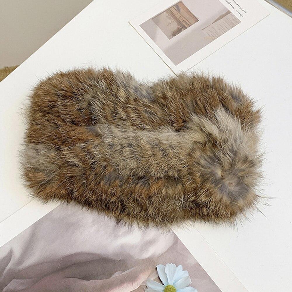 Autumn and Winter Real Rabbit Hair Band Hair Hoop Women's Warm Fur Fur Hat Vintage Wide Edge Plush Headband