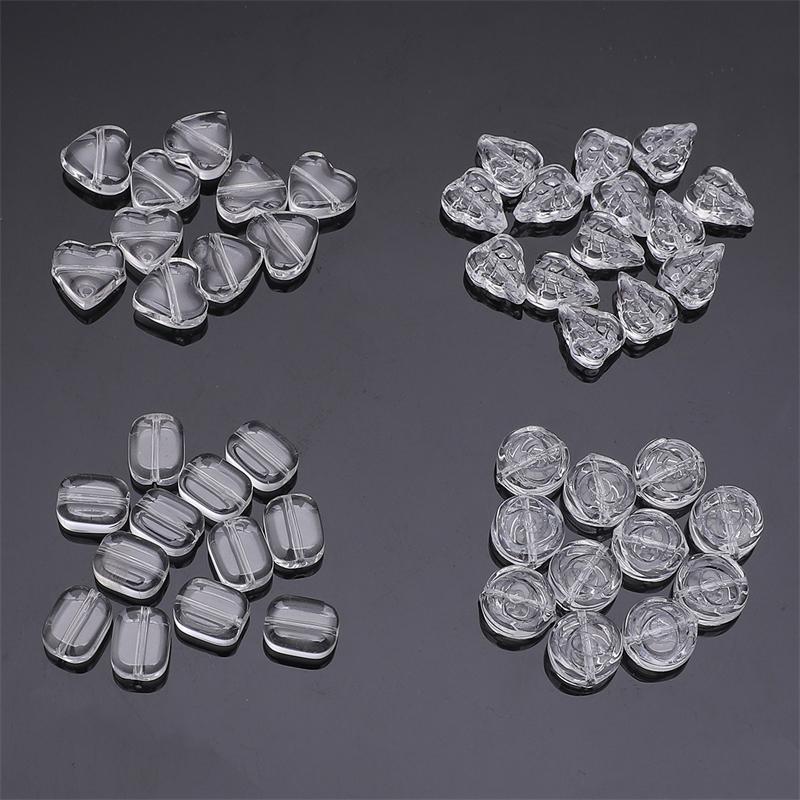 20pcs/bag Special-Shaped Glass Transparent Beads DIY Bracelet Necklace Earrings Jewelry Accessories