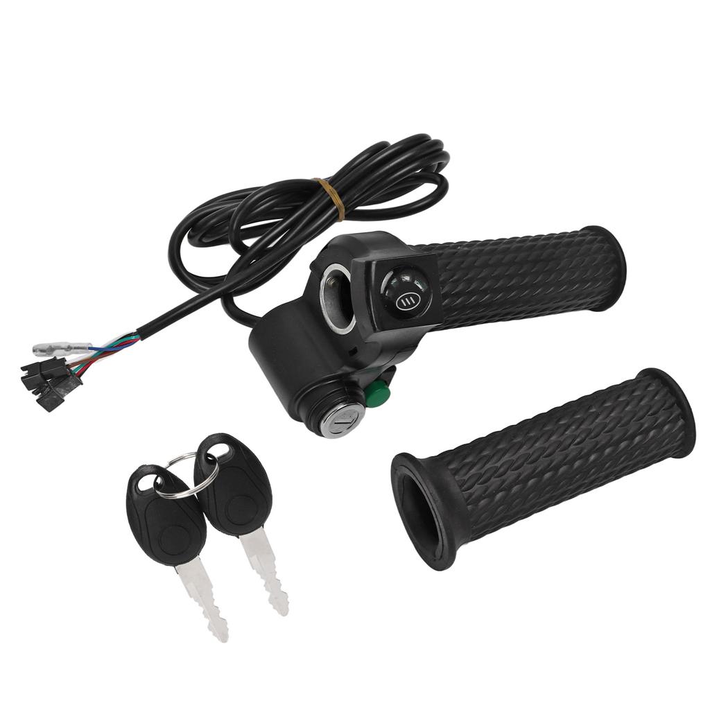 2 PCS Electric Bike Throttle Grip Kit Speed Control Grip with 4 Indicator Lights Cruising Function