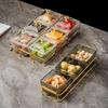 WUHE Six-Grid Segmented Serving Tray with Transparent Lid