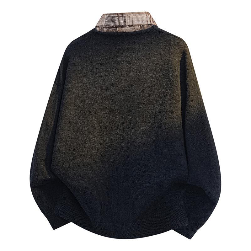 Pullovers Long Sleeves Sweaters Unisex Sweater Paragraph Autumn Half Button Men's Knitwear Bottoming Lapel Retro False Two-piece Wool Sweater
