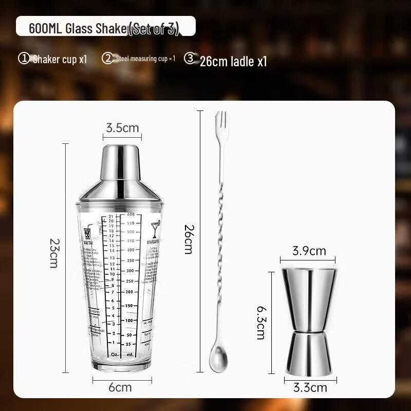 ZISIZ Glass Cocktail Shaker Bartending Set