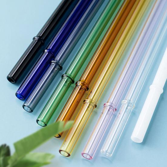 2Pcs Glass Straws Set Reusable Heat-Resistant Drinking Straws Eco-Friendly Alternative to Plastic Straws for Hot Cold Drinks